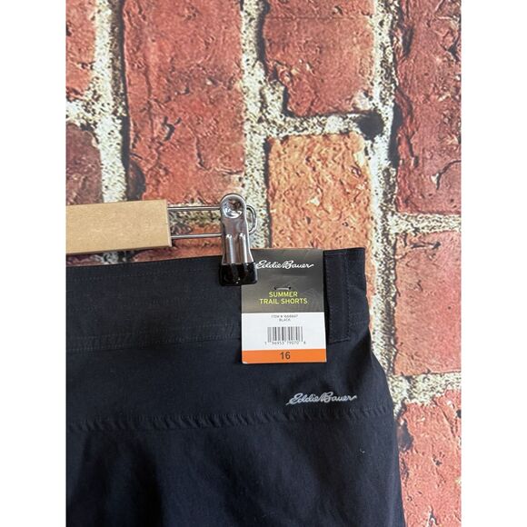 Eddie Bauer Womens Black Outdoor Summer Trail Shorts Nylon Size 16 NWT - Picture 3 of 3